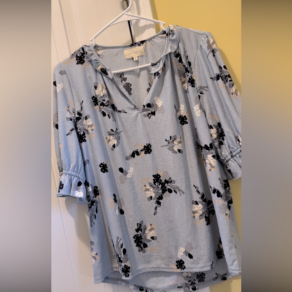 Light Blue Floral Blouse